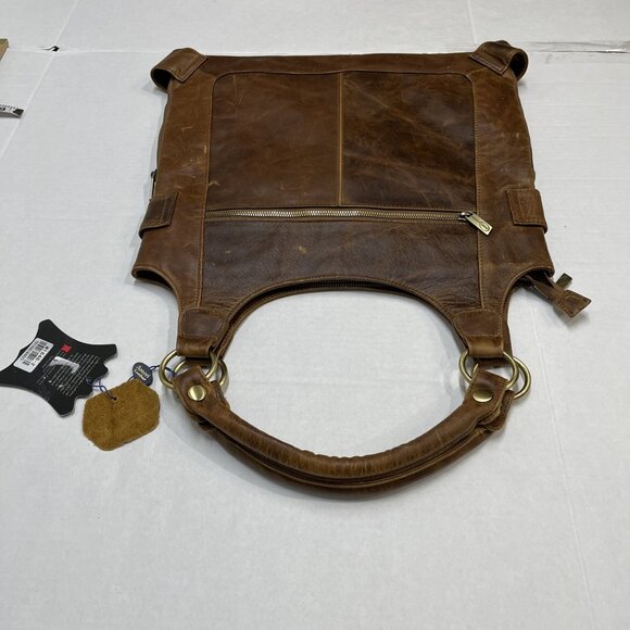 AmeriLeather Judelle Universal Leather Brown Satchel Bag Zipper Expandable - Picture 12 of 12